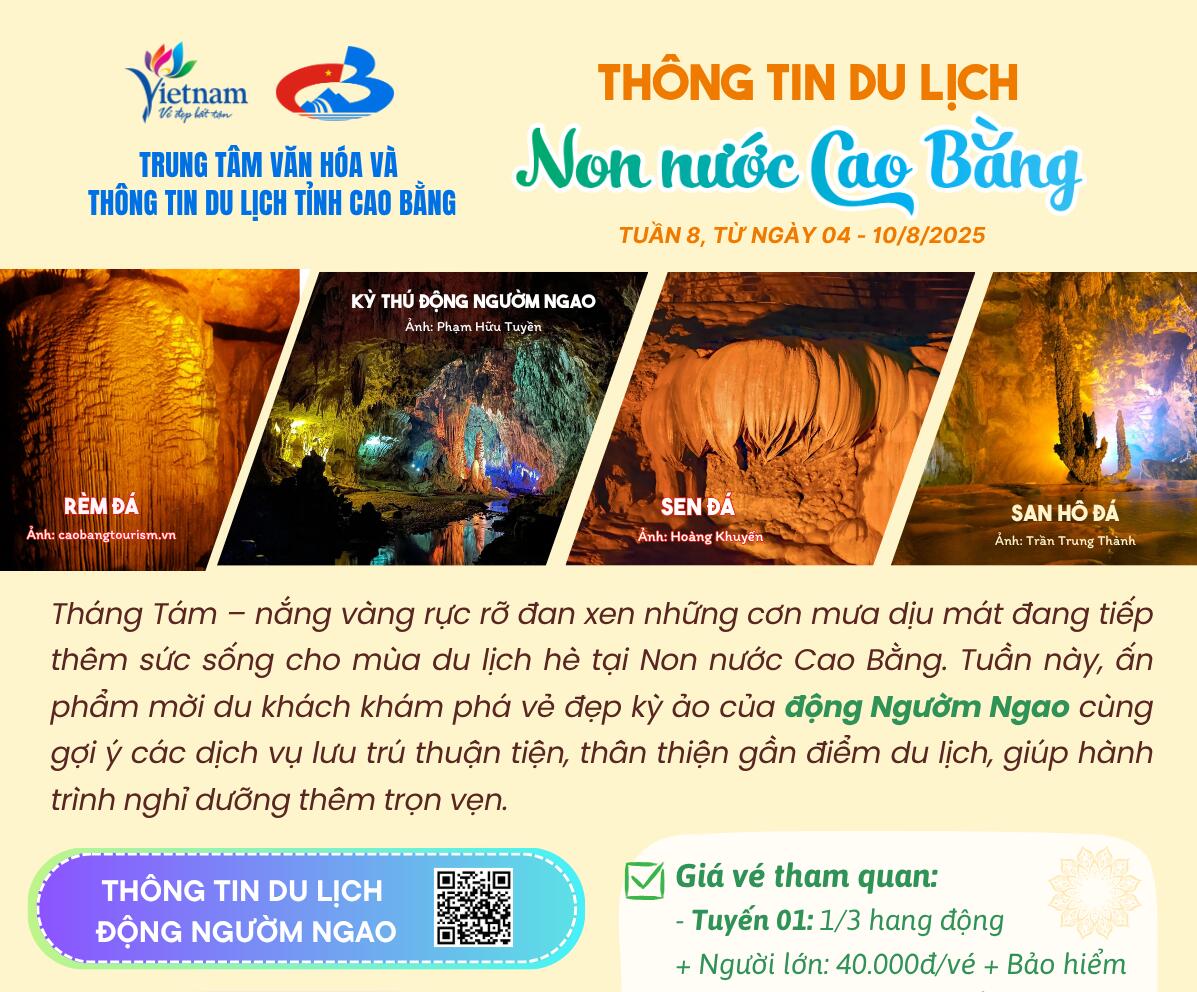 Thông tin du lịch non nước cao bằng tuần 8, từ ngày 04-10/8/2025