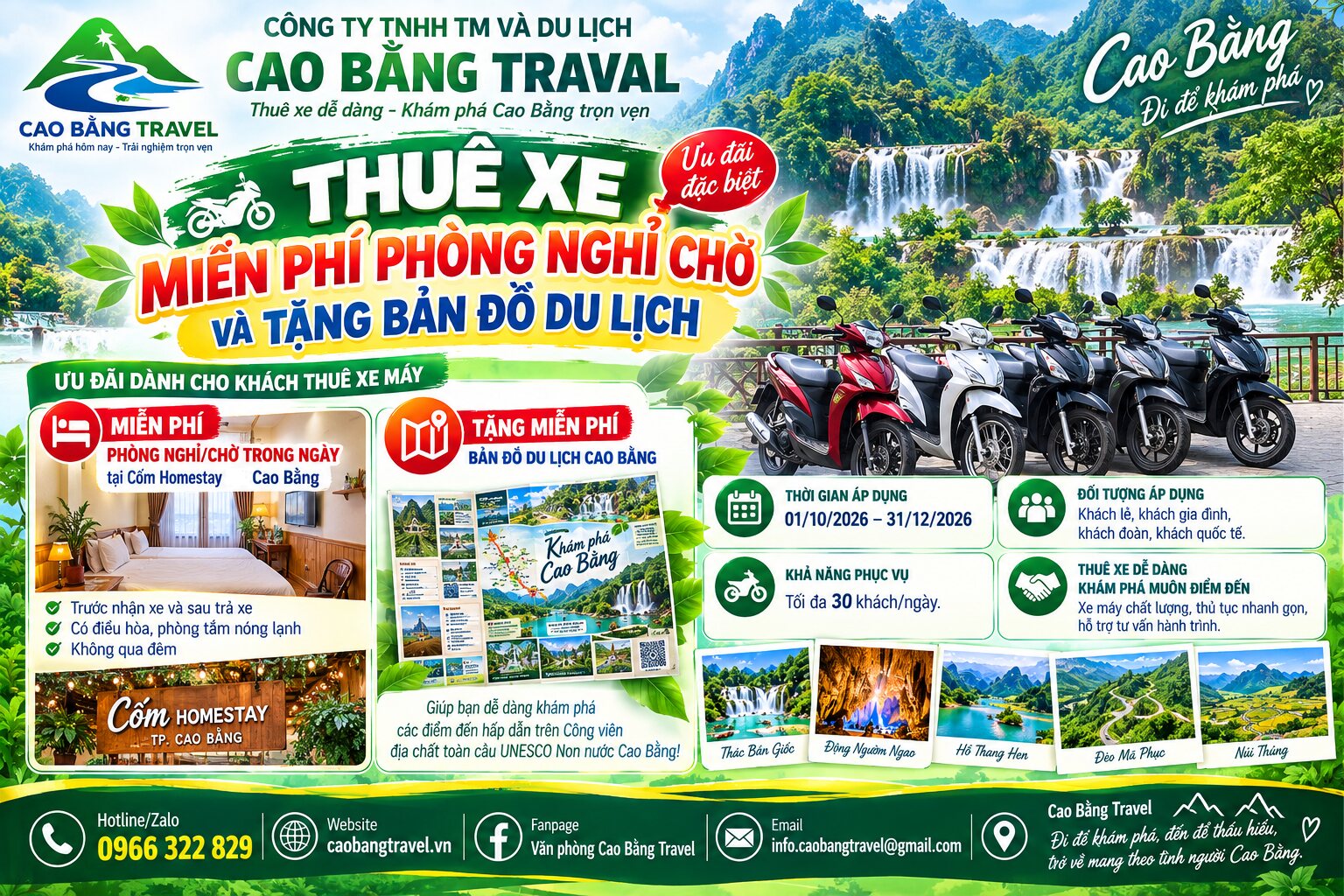 - Miễn phí phòng nghỉ chờ và tặng bản đồ du lịch